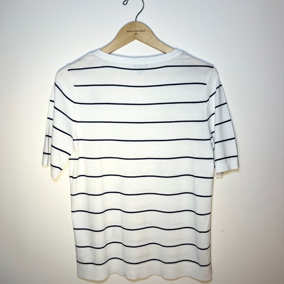 Talbots Cat Embroidered Striped Short Sleeve Sweater – Size Large - Picture 6 of 6